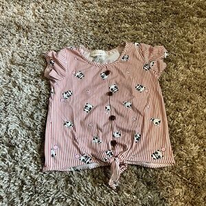 Glitter girl reddish pink girls bear top with tie‎ front